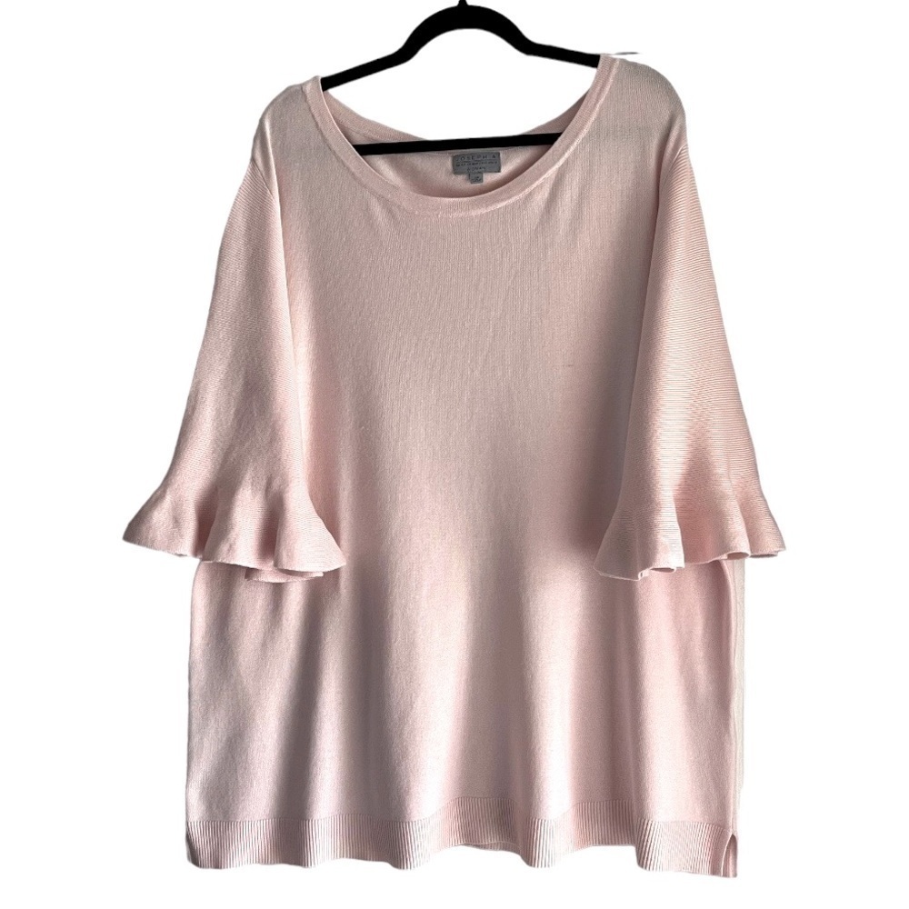 JOSEPH A Woman Plus Size Short Flutter Sleeve Light Sweater Top - Blush Pink 